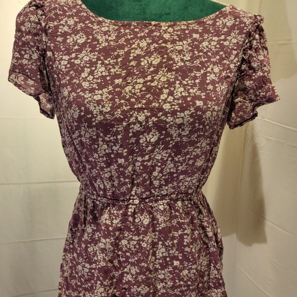 Anthropologie TULLE Peplum Boatneck Top Plum & Ivory M - Picture 2 of 10